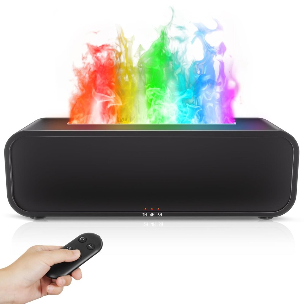 Essential Oil Diffuser, 250ml Flame Oil Diffuser - Aromatherapy Humidifier, Sound Activated Flame Effect, Rainbow Flame, Music Sync, Remote Control - Perfect for Bedroom Home Office Yoga (Black)