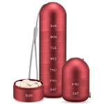 Zannaki Metal Moisture Proof Weekly Pill Organizer, Large Aluminum Alloy BPA Free Travel Hiking 7 Day Pill Box Case Waterproof and Stackable Compartment to Hold Pills, Vitamins, Fish Oil, Supplements