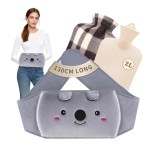 Hot Water Bag, Hot Water Bottle wtih Cover, 2L Rubber Warm Hot Water Bottles Pouch with 130cm Long Soft Waist Cover for Neck, Shoulder, Back, Hand, Legs and Period Pain Relief