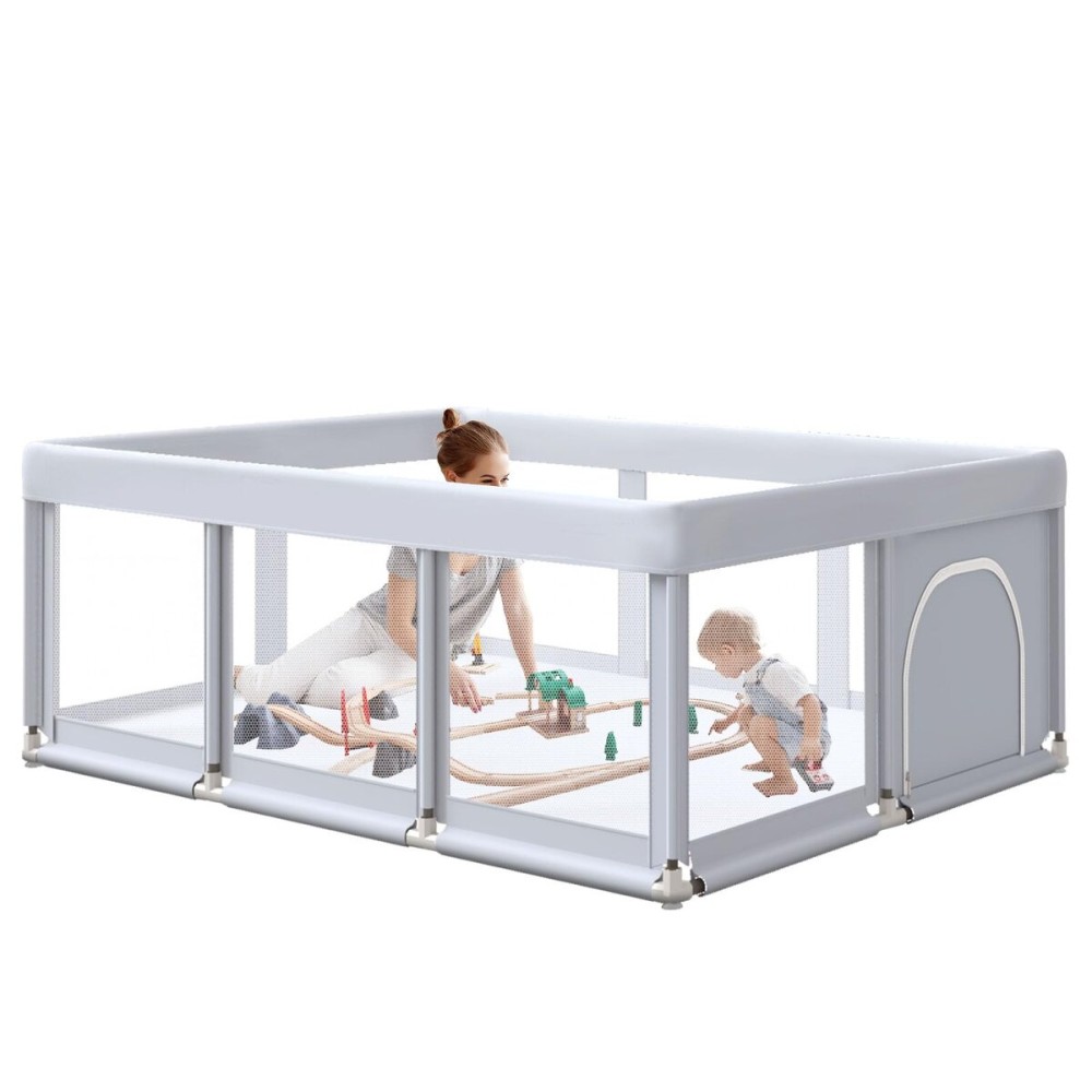 Hiaksedt Large Baby Playpen 74x50 Inch PlayPen for Babies and Toddlers, Play Yards for Indoor & Outdoor with Zipper Gates, Breathable Mesh
