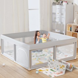 Hiaksedt 50 x 50 inch Baby Playpen with Mat Small Playpen for Babies and Toddlers Baby Fence Playards