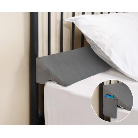 Vekkia Queen Bed Wedge Pillow for Headboard Gap Filler(0-3.5),High-Density Foam,Prevents Pillows & Items Loss,Ergonomic Design,Large Storage Pockets,Removable&Washable Cover,Gray,60x7x5