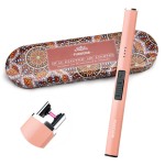 FUKKUDA Electric Candle Lighter with Gift Box - USB Rechargeable Windproof & Flameless Plasma Arc Lighter for Candles, Bohemia Box Rose Gold