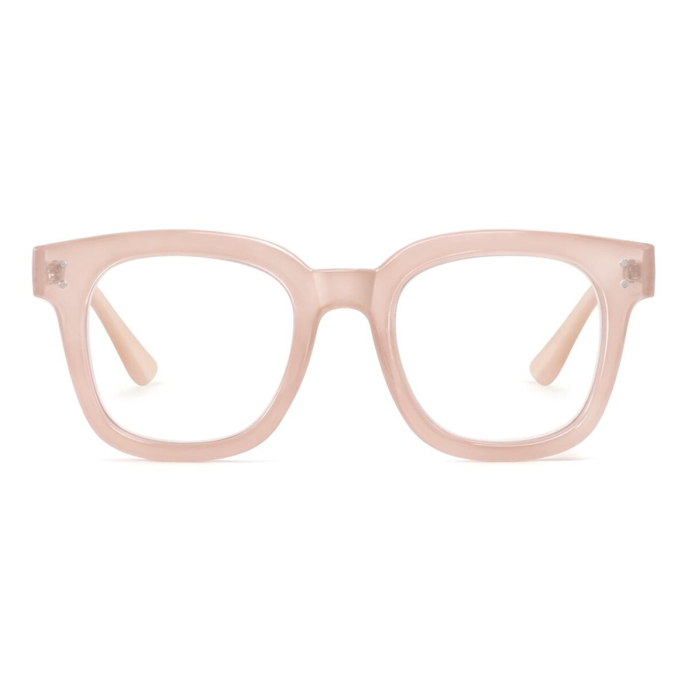 Madison Avenue Blue Light Blocking Glasses Oversized Fashion Blue Light Glasses for Women Anti Eyestrain & UV Protection Computer Eyeglasses (Nude Pink)