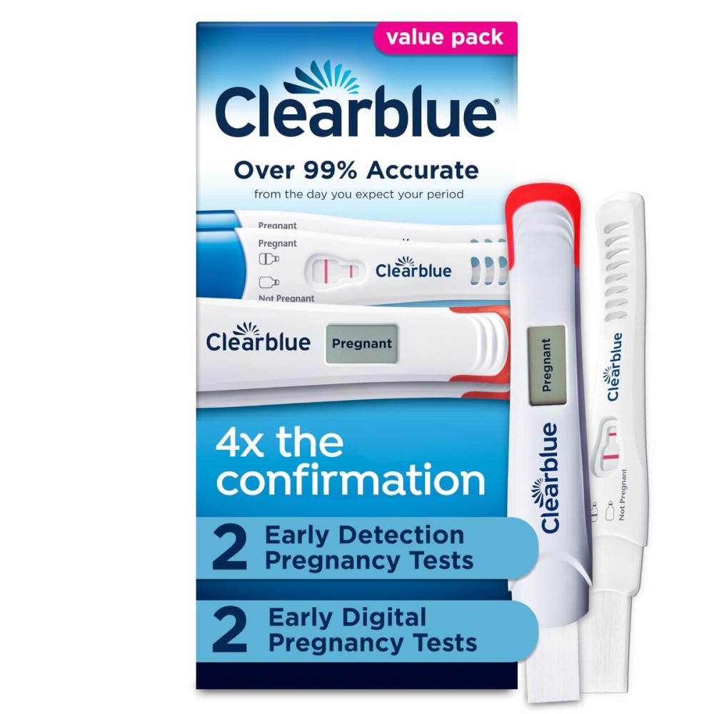 Clearblue Early Pregnancy Test Kit, at-Home Pregnancy Test Kit for Women, hCG Hormone Pregnancy Tests with Easy-to-Read Results, 4 Tests
