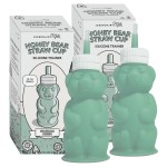 Legendairy Milk Honey Bear Straw Cup Silicone for Babies (Green), 8 oz. Dishwasher Safe, Food Grade Silicone, Honeybear Sippy Cup for Ages 4+ Months (Pack of 2)