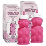Legendairy Milk Honey Bear Straw Cup Silicone for Babies (Pink), 8 oz. Dishwasher Safe Baby Straw Cup, Food Grade Silicone, Honeybear Sippy Cup for Ages 4+ Months (Pack of 2)