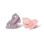 RaZbaby RaZberry Silicone Teether Pacifier - Teething Relief for Infants, Food-Grade, Hands & BPA Free, Natural Berrybumps Fruit Texture for Sensory Development, Freezable, 2-Pack - Lavender & Pink