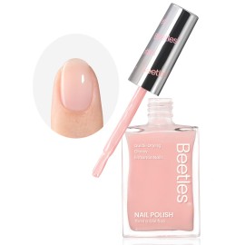 Beetles Nail Strengthener and Growth - 2 In 1 Nude Pink Nail Polish Nail Concealer Fast Dry Quick Jelly Natural Nail Strengthener and Growth Treatment for Thin and Damaged Nails,0.51 FL OZ