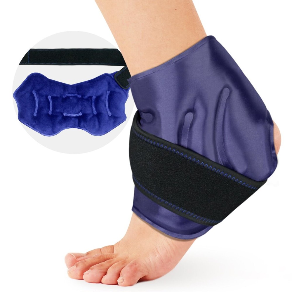 AiricePac Ankle Ice Pack Wrap for Swelling, Ice Pack for Ankle Injuries Reusable, Cold Compress Therapy for Feet Pain Relief, Ankle Ice Wrap for Sprains, Achilles, Tendonitis, Plantar Fasciitis Blue