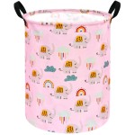 ACMUUNI Elephant Pattern 19.7 Inch Round Laundry Clothes Hamper Laundry Basket with Handles,Storage Organizer Bins Laundry Gift Basket for Room, Bedroom Decor