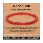 AD Beads Handmade Gemstone Stretch Elastic Bracelet Crystal Healing Reiki Nature\'s Beauty and Spiritual Essence Unisex (4mm, Carnelian (Life Enjoyment))