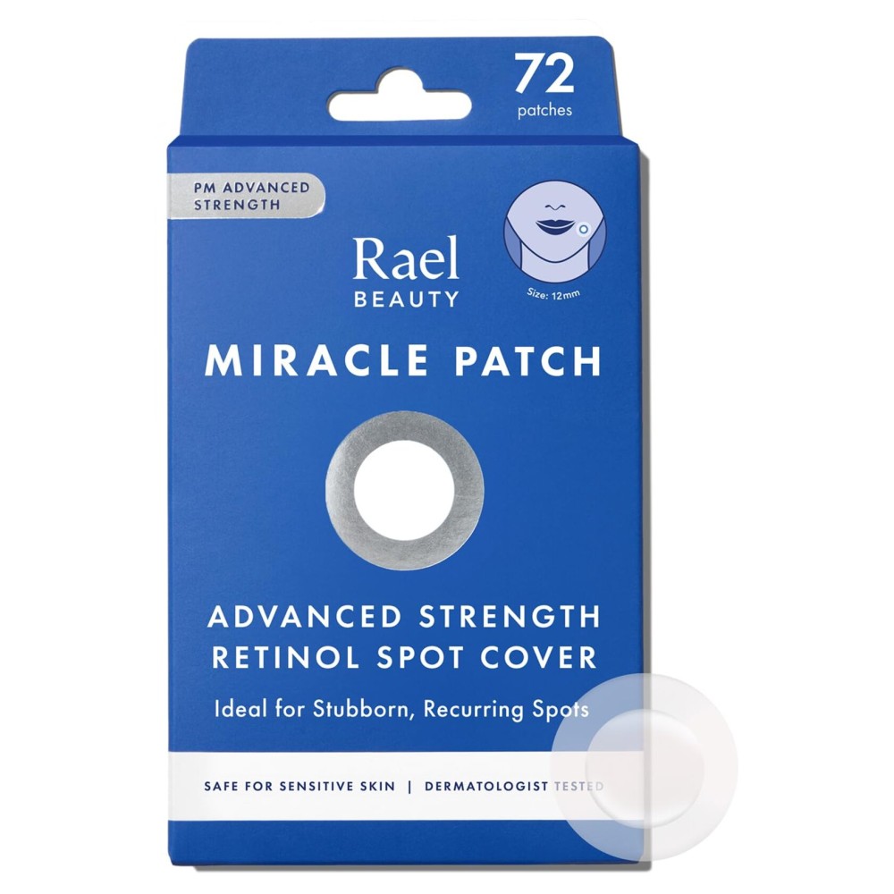 Rael Pimple Patches, Miracle Retinol Spot Cover - Hydrocolloid Acne Pimple Patch for Face, Absorbing Zits & Blemishes, PM Advanced (72 Count)