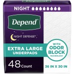 Depend Underpads XL, Disposable Incontinence Bed Pads for Adults, Slip Resistant, 36 x 30, 48 Count