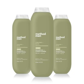 Method Men 2-in-1 Shampoo + Conditioner, Juniper + Sage, 14 Ounces (Pack of 3)