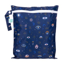 Bumkins Waterproof Wet Bag for Baby, Travel, Swim Suit, Cloth Diapers, Pump Parts, Pool, Beach, Gym Clothes, Toiletry, Hook to Stroller, Daycare, Zipper Reusable Wetdry Packing Pouch, Evil Eye