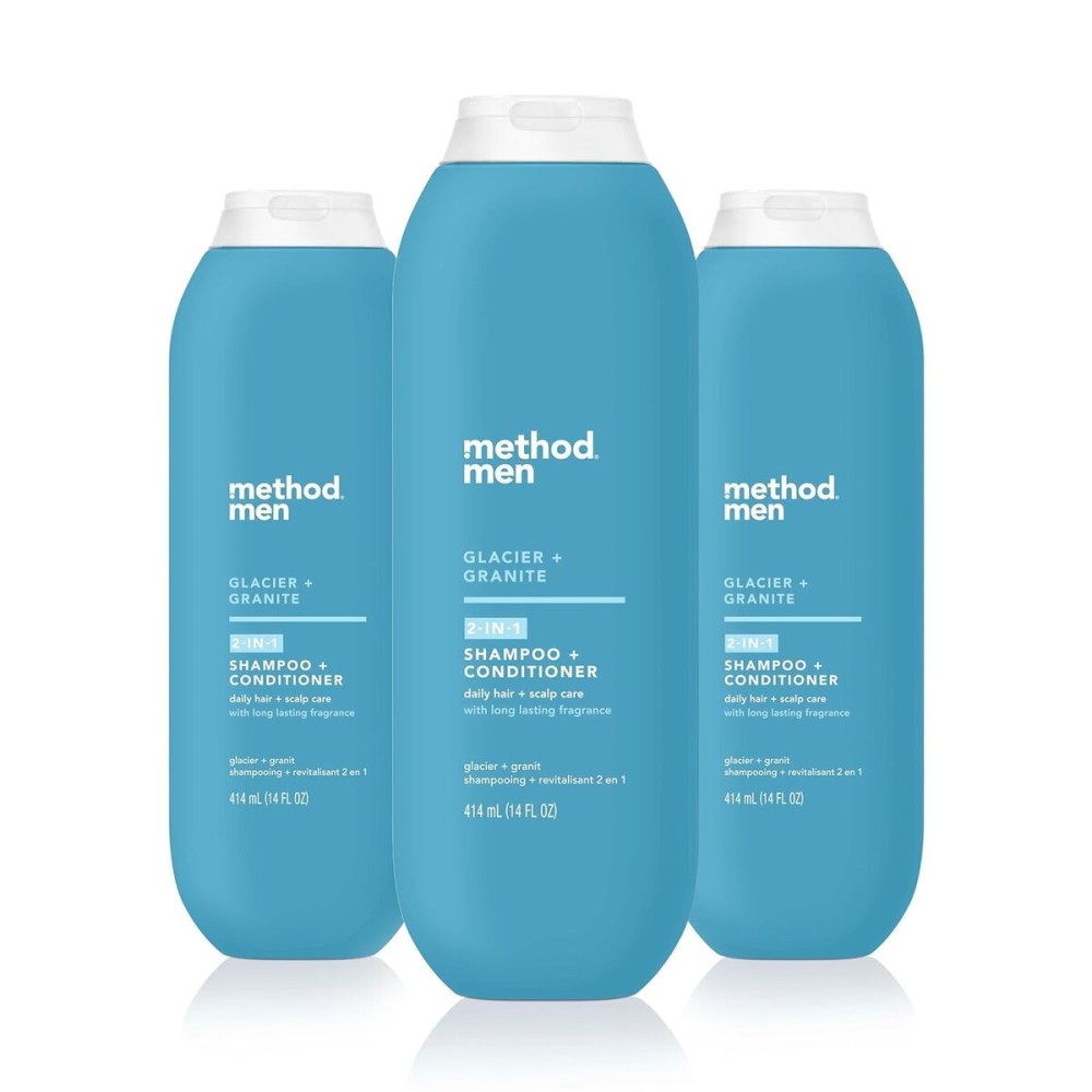 Method Men 2-in-1 Shampoo + Conditioner, Glacier + Granite, 14 oz (Pack of 3)