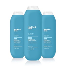 Method Men 2-in-1 Shampoo + Conditioner, Glacier + Granite, 14 oz (Pack of 3)