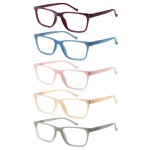 JOSCHOO 5-Pack Reading Glasses Blue Light Blocking Spring Hinge Readers for Men Women Computer Eyeglasses (5Clours-4, 1.25, x)