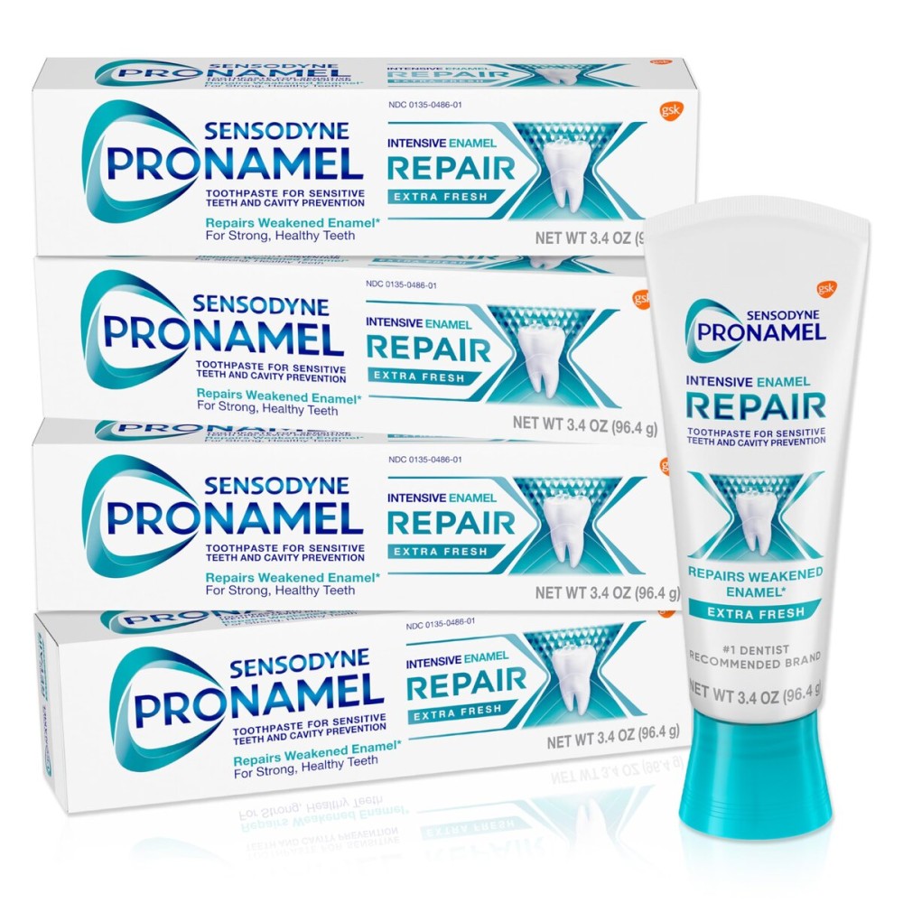 Sensodyne Pronamel Intensive Enamel Repair Toothpaste for Sensitive Teeth, to Reharden and Strengthen Enamel, Extra Fresh - 3.4 Ounces (Pack of 4)