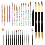 MelodySusie 31Pcs Nail Art Brushes Nail Art Tool Set,Nail Dotting Tools Striping Nail Art Brushes for Liner Brushes Nail Drawing Pen For Nail Design for Home and Salon Use