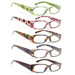 SIGVAN 5 Pack Spring Hinge Reading Glasses Rectangular Fashion Quality Readers for Men and Women (Multicolour 2, 5.00, x)