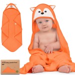 KeaBabies Hooded Baby Towel for Newborn - Viscose Derived from Bamboo Large Baby Bath Towels with Hood for Boys, Girls, Toddler, Extra Absorbent & Soft Newborn Bath Essentials (Fox, Petite)