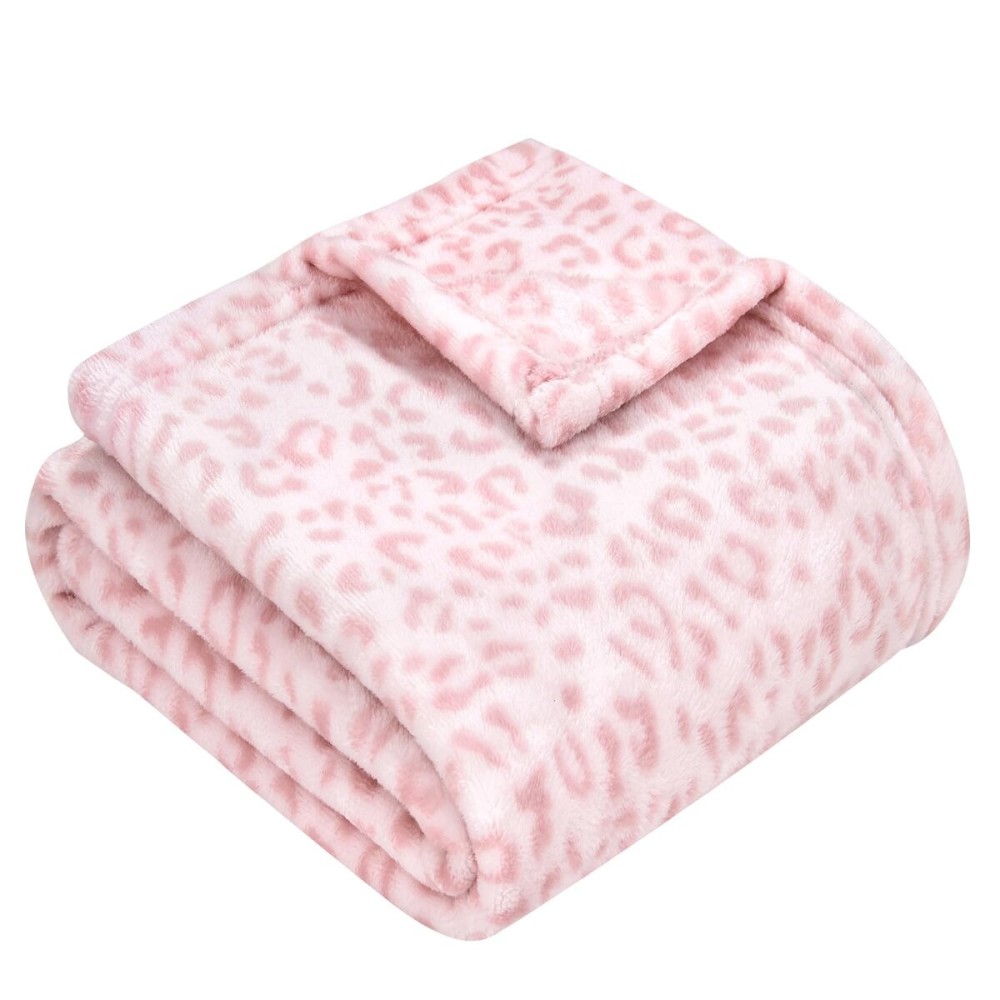 Yurhap Leopard Print Baby Blanket Fleece Baby Blankets for Girls, Ultra Soft Cozy Fluffy Infant Toddler Newborn Receiving Blankets for Crib Stroller, 30x40, Light Pink