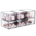 ZHIAI 6 Pack Clear Stackable Storage Drawer, Acrylic Drawer, Cosmetic Organizer, Plastic Organizer for Dresser, Under, Kitchen Cabinet, Pantry, Home Organization and Storage