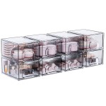 ZHIAI 8 Pack Clear Stackable Storage Drawer, Acrylic Drawer, Cosmetic Organizer, Plastic Organizer for Dresser, Under, Kitchen Cabinet, Pantry, Home Organization and Storage