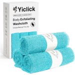 Yiclick Exfoliating Washcloth Towel, Japanese Exfoliating Bath Wash Cloth for Body Exfoliation, Korean Back Scrubber Washer for Shower, African Net Sponge Brush Loofah Exfoliator (Blue)