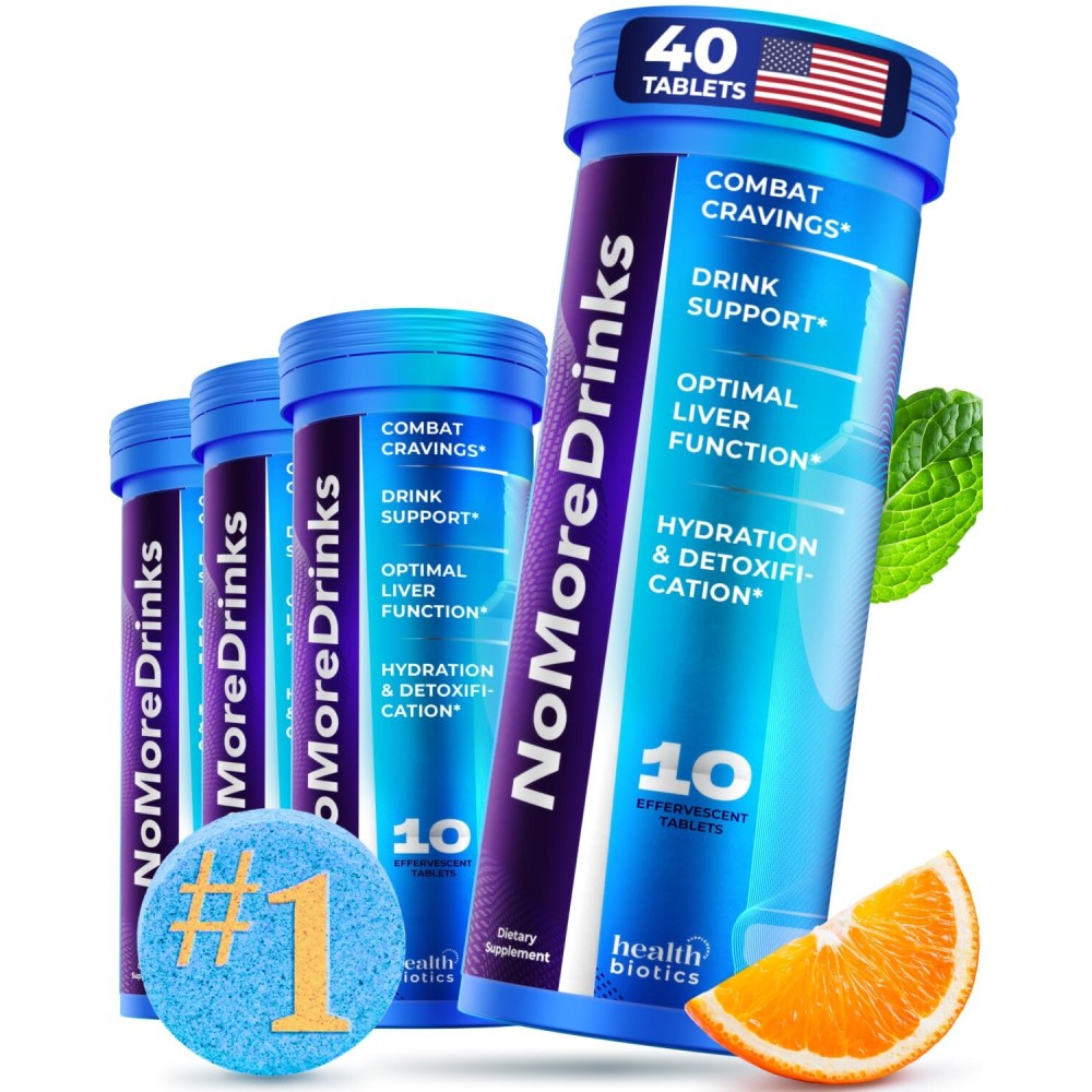 NoMoreDrinks Anti Alcohol Craving Supplement | Liver Detox & Combat Cravings | Energy Support Alcohol Replacement Drink | Organic Milk Thistle Supplement & Dandelion Root & 5HTP | (40) Energy Pills