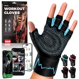 MhIL Workout Gloves for Men - Comfortable Gym Gloves for Men with Enhanced Grip for Safety and Hand Protection - Weight Lifting Protection with Wrist Wraps Support for Performance Boost and Style