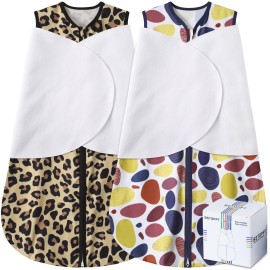 BSTOPPT Newborn Sleep Sack Baby Swaddle,3-Way Adjustable Wearable Blanket,100% Rayon Cotton Swaddling Sleeping BagTOG 0.5 (Leopard & Cobble, 6-12 Months)