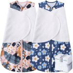BSTOPPT Newborn Sleep Sack Baby Swaddle,3-Way Adjustable Wearable Blanket,100% Rayon Cotton Swaddling Sleeping BagTOG 0.5 (Gerbera & Tulips, 6-12 Months)