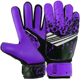 EFAH SPORTS Soccer Goalkeeper Gloves for Kids Boys Children Youth Football Goalie Gloves with Strong Grips (Purple, Size 2 Suitable for 4 to 5 Year Old)