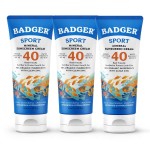 Badger Reef Safe Sunscreen, Unscented SPF 40 Sport Mineral Sunscreen, 98% Organic, Water Resistant Zinc, Approved for Hawaii & Mexico Reefs, 2.9 fl oz, 3-Pack