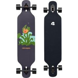 Retrospec Rift Drop-Through Longboard Skateboard - 41in x 9.5in Canadian Maple Deck with ABEC-7 Bearings, 70mm PU Wheels & Reverse Kingpin Trucks for Cruising & Downhill