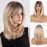 Allbell Mixed Blonde Wig with Curtain Bangs Medium Length Layered Hair Wig for Women Heat Resistant Synthetic Wigs for Daily Use
