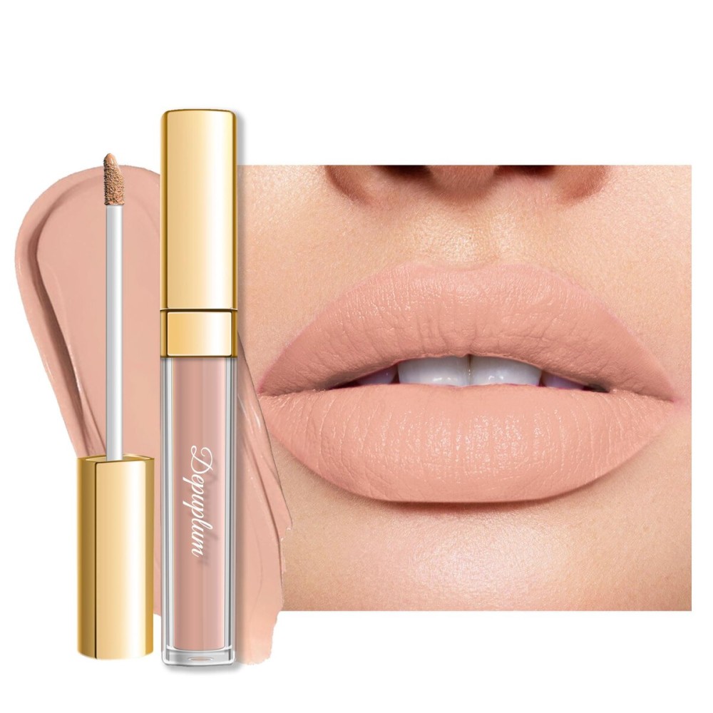 Depuplum Apricot Lipstick Matte for Women, Nude Long Lasting Lipstick Smudgeproof Liquid Lipsticks, Cruelty Free Lip Makeup (DM25 Latte Nude)