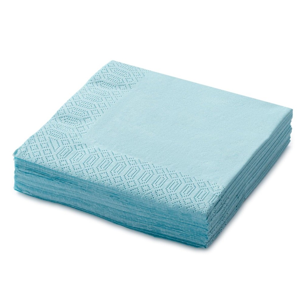 Mint Blue Beverage Napkins, 3-Ply Disposable Paper Napkins-Bar, Cocktail, Weddings, Birthday, EU Made, (20 Count)