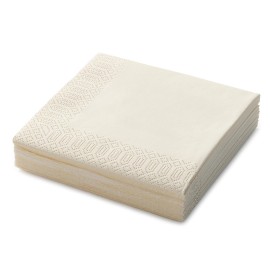 Cream Beverage Napkins, 3-Ply Disposable Paper Napkins-Bar, Cocktail, Weddings, Birthday, EU Made, (20 Count)