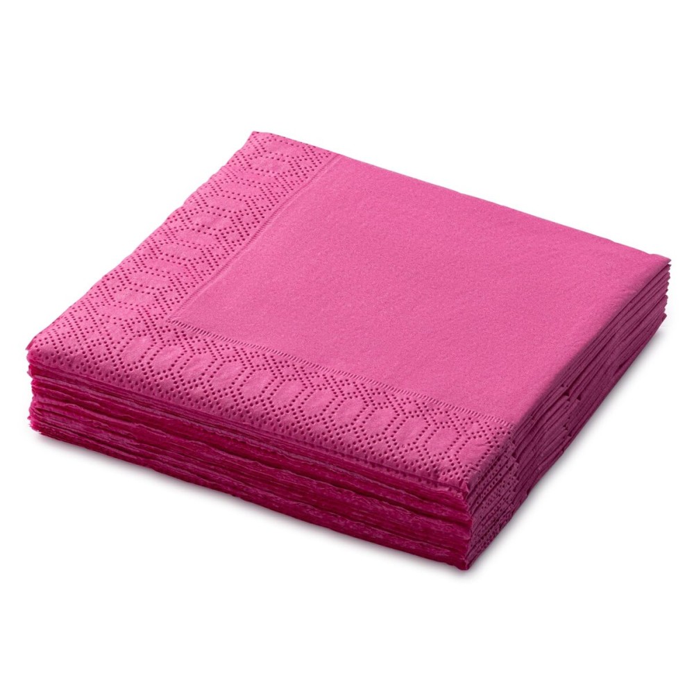 Fuchsia Beverage Napkins, 3-Ply Disposable Paper Napkins-Bar, Cocktail, Weddings, Birthday, EU Made, (20 Count)