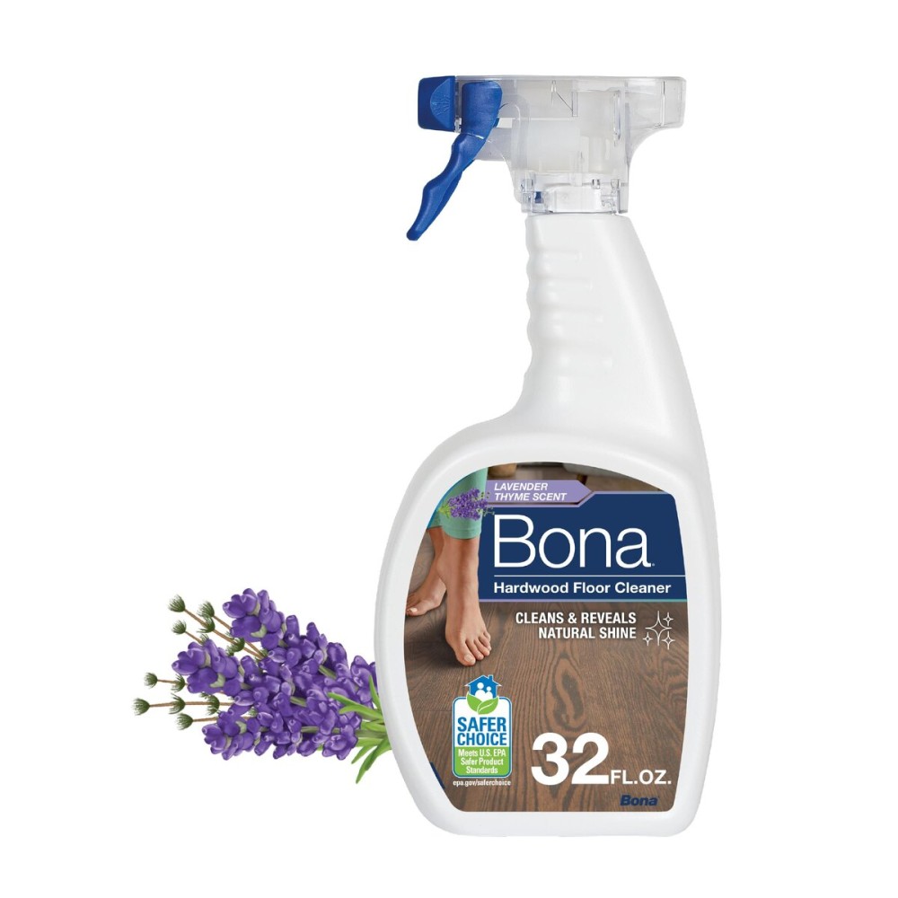 Bona Hardwood Floor Cleaner Spray - 32 fl oz - Lavender Thyme Scent - Refillable - Residue-Free Floor Cleaning Solution for Wood Floors