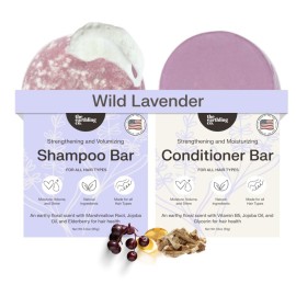 The Earthling Co. Shampoo & Conditioner Bar Set - Promote Hair Growth, Strengthen & Volumize All Hair Types - Paraben & Sulfate Free Formula with Natural Ingredients for Dry Hair (Wild Lavender)