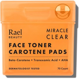 Rael Toner Pads, Cotton Pad for Face - Dual Textured, Exfoliating and Soothing with Carotene, Niacinamide, Hyaluronic Acid, Hydrating, Korean Skin Care (70 Count)