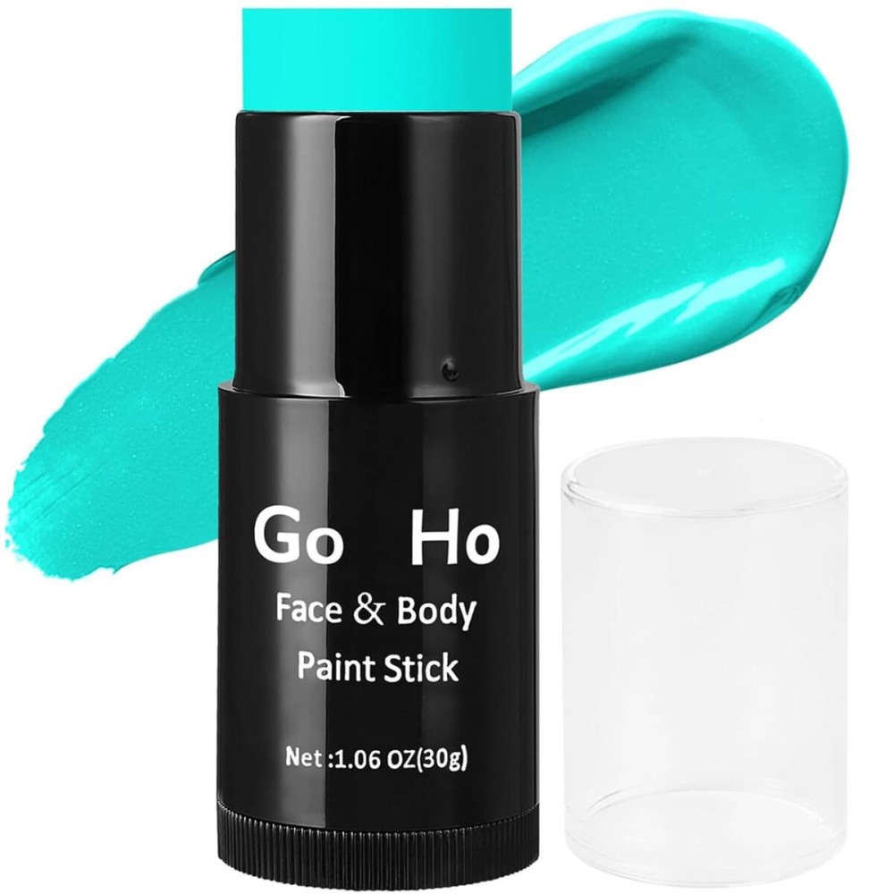 Go Ho Cream-Blendable Teal Face Paint Stick,Full-coverage Teal Face Body Paint Stick for Halloween Costumes Cosplay SFX Makeup,Waterproof Teal Eye Black Stick