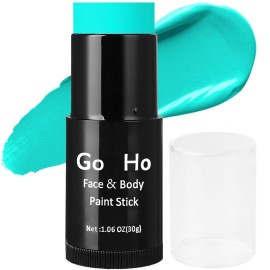 Go Ho Cream-Blendable Teal Face Paint Stick,Full-coverage Teal Face Body Paint Stick for Halloween Costumes Cosplay SFX Makeup,Waterproof Teal Eye Black Stick