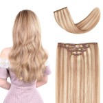14 Clip in Hair Extensions Remy Human Hair for Women - Silky Straight Human Hair Clip in Extensions 50grams 4pieces 18-613 Color