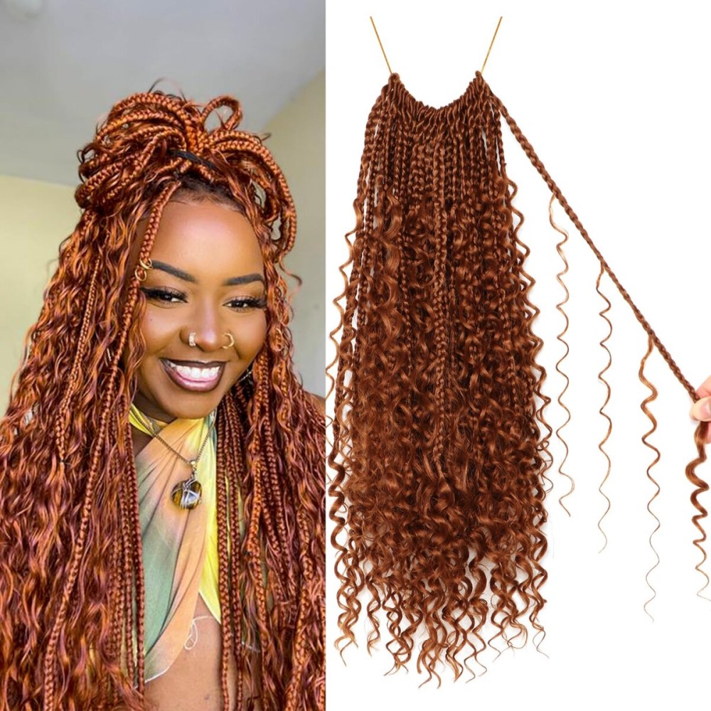 Goddess Boho Box Braids Crochet Hair-8 Packs 18 Inch Crochet Box Braids for Black Women Pre Looped (30, 18 Inch (Pack of 8))